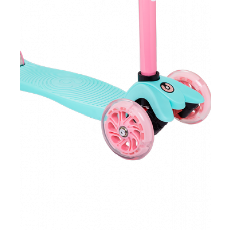 Самокат 3-колесный Snappy 2.0 3D 120/80 мм, мятный/розовый