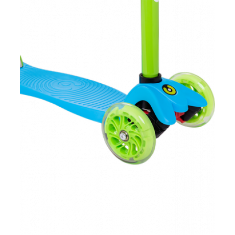 Самокат 3-колесный Snappy 2.0 3D 120/80 мм, голубой/зеленый
